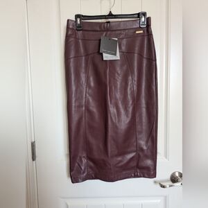 Marc New York Skirt Womens S Burgundy Faux Leather Full Control Waistband